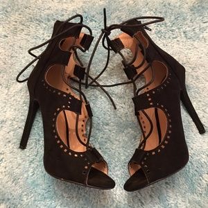 Women's Black Lace Up Heels